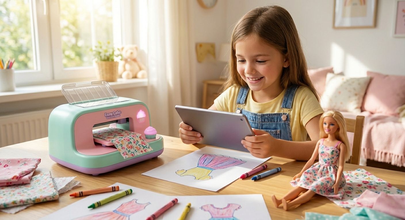 Girl designing with Easy Cake